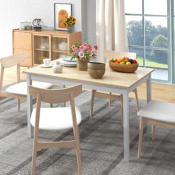 HOMCOM 4 Seater Wood Frame Dining Table - Yellow - Wilko - thumbnail 7