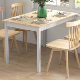 HOMCOM 4 Seater Wood Frame Dining Table - Yellow - Wilko