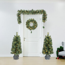4 Piece Newbury Pre Lit Porch Set Green - Size: 4 Pack - Wilko - thumbnail 2