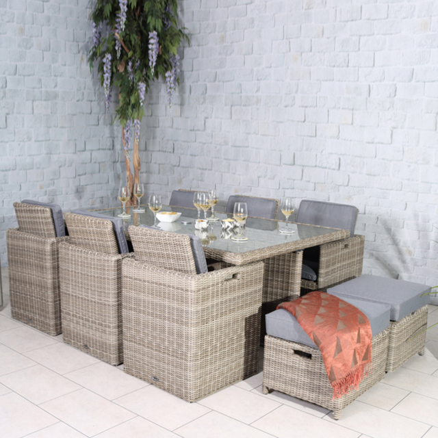 Royalcraft Wentworth Rattan 10 Seater Cube Dining Set - Cream - Wilko - image 1