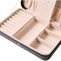 H&O Direct Black Travel Jewellery Box - Size: 4.5 x 21 x 14.5cm - Wilko - thumbnail 4