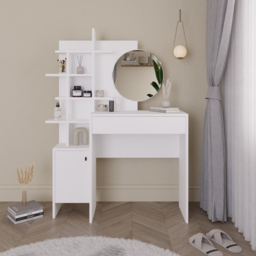 GFW Freyja Single Door Single Drawer White Dressing Table with Mirror - Size: 35 x 113 x 152cm - Wilko - thumbnail 7