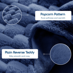Velosso Double Navy Chunky Popcorn Fitted Sheet - Wilko - thumbnail 5