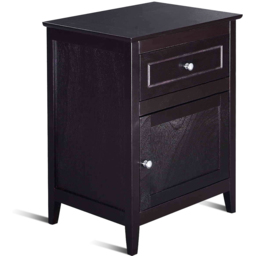 Costway Single Drawer Single Shelf Espresso Modern Nightstand - Brown - Wilko - thumbnail 4