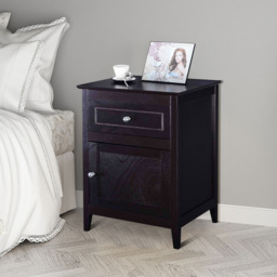 Costway Single Drawer Single Shelf Espresso Modern Nightstand - Brown - Wilko - thumbnail 6