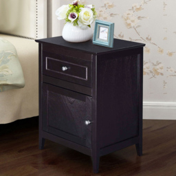 Costway Single Drawer Single Shelf Espresso Modern Nightstand - Brown - Wilko - thumbnail 7