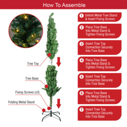 The Christmas Workshop Green Pre-Lit Slim Line Christmas Tree 6ft - Wilko - thumbnail 5