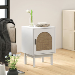HOMCOM Boho Rattan Single Door White Bedside Table - Wilko - thumbnail 5