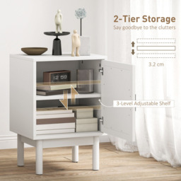HOMCOM Boho Rattan Single Door White Bedside Table - Wilko - thumbnail 7