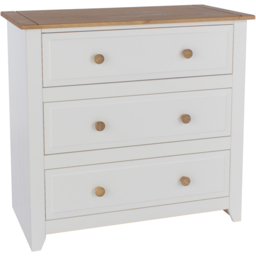 Core Products Capri 3 Drawer White Chest of Drawers - Wilko - thumbnail 3