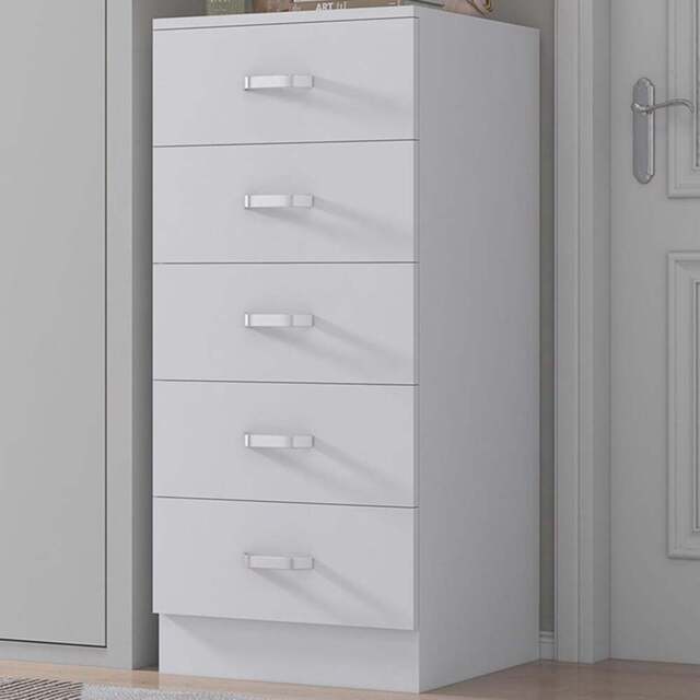 FWStyle Tunis Matt White 5 Drawer Slim Chest - Wilko - image 1