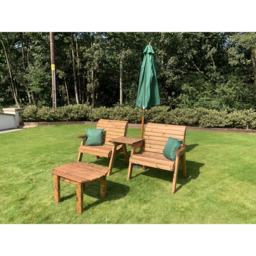 Charles Taylor Grand Straight Companion Seat with Coffee Table and Green Cushions - Size: 2 Seater - Wilko - thumbnail 7