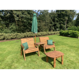 Charles Taylor Grand Straight Companion Seat with Coffee Table and Green Cushions - Size: 2 Seater - Wilko - thumbnail 5