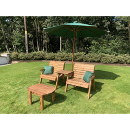 Charles Taylor Grand Straight Companion Seat with Coffee Table and Green Cushions - Size: 2 Seater - Wilko - thumbnail 4