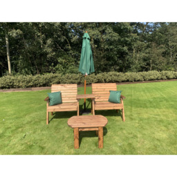 Charles Taylor Grand Straight Companion Seat with Coffee Table and Green Cushions - Size: 2 Seater - Wilko - thumbnail 6