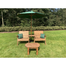 Charles Taylor Grand Straight Companion Seat with Coffee Table and Green Cushions - Size: 2 Seater - Wilko - thumbnail 3