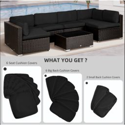 Outsunny Black Polyester Rattan Garden Lounge Set Replacement Cover 14 Pack - Size: 8 x 65 x 65cm - Wilko - thumbnail 5