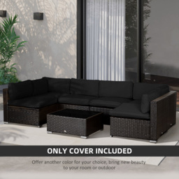Outsunny Black Polyester Rattan Garden Lounge Set Replacement Cover 14 Pack - Size: 8 x 65 x 65cm - Wilko - thumbnail 6