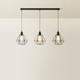 ValueLights Diablo Geometric 3 Drop Diner Bar Matte Black Ceiling LED Pendant Light - Size: 123.5 x 98 x 25cm - Wilko - thumbnail 6