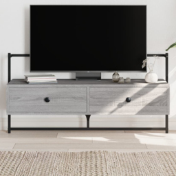 vidaXL 2 Drawer Grey Sonoma Wall Mounted TV Cabinet - Size: 51 x 100.5 x 30cm - Wilko