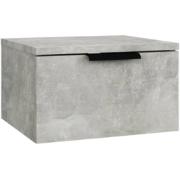 vidaXL Single Drawer Concrete Grey Wall-Mounted Bedside Cabinet - Wilko - thumbnail 3