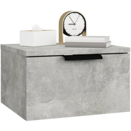 vidaXL Single Drawer Concrete Grey Wall-Mounted Bedside Cabinet - Wilko - thumbnail 4