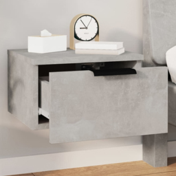 vidaXL Single Drawer Concrete Grey Wall-Mounted Bedside Cabinet - Wilko - thumbnail 1
