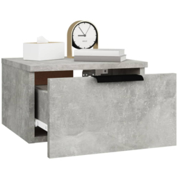vidaXL Single Drawer Concrete Grey Wall-Mounted Bedside Cabinet - Wilko - thumbnail 7