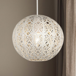 Lighting Collection Cream Fretwork Pattern Globe Shade - Size: 20 x 23 x 23cm - Wilko - thumbnail 3