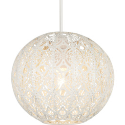 Lighting Collection Cream Fretwork Pattern Globe Shade - Size: 20 x 23 x 23cm - Wilko - thumbnail 4