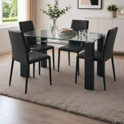 Julian Bowen Greenwich 6 Seater Glass Dining Table - Black - Wilko - thumbnail 6