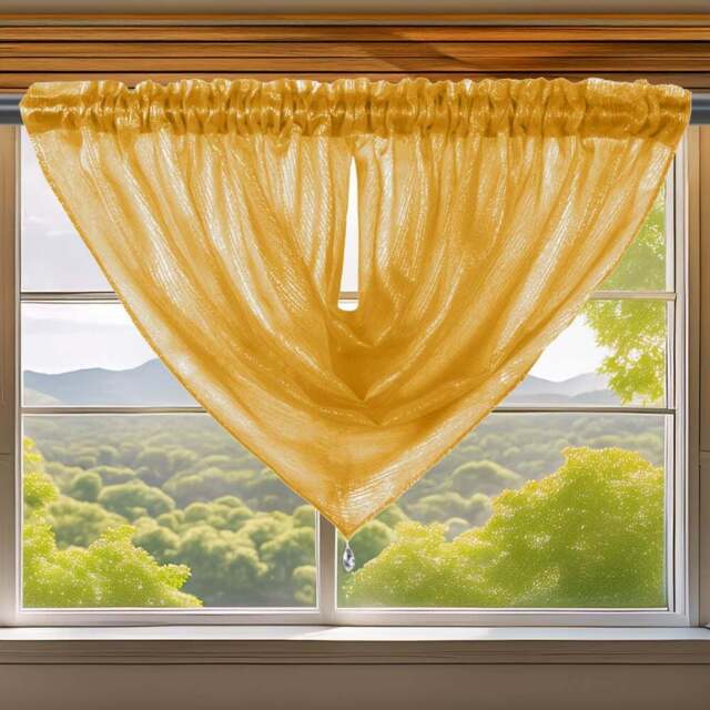 Velosso Alessandria Yellow Slot Top Swag Voile Panel Curtain 112 x 99cm - Wilko - image 1