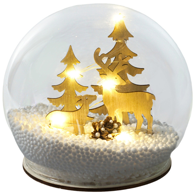 Xmas Haus Light Up Snow Globe with Reindeers - Size: 11 x 13 x 13cm - Multi - Wilko - image 1