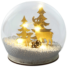 Xmas Haus Light Up Snow Globe with Reindeers - Size: 11 x 13 x 13cm - Multi - Wilko - thumbnail 1