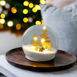 Xmas Haus Light Up Snow Globe with Reindeers - Size: 11 x 13 x 13cm - Multi - Wilko - thumbnail 4
