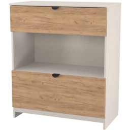 Crowndale Bora 2 Drawer Single Shelf Gold Oak and Kashmir Storage Unit - Cream - Wilko - thumbnail 5