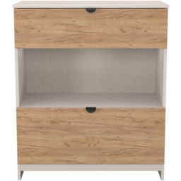 Crowndale Bora 2 Drawer Single Shelf Gold Oak and Kashmir Storage Unit - Cream - Wilko - thumbnail 3