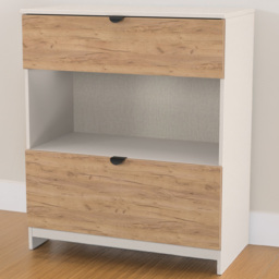 Crowndale Bora 2 Drawer Single Shelf Gold Oak and Kashmir Storage Unit - Cream - Wilko