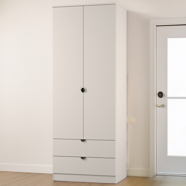 Crowndale Bora 2 Door 2 Drawer Kashmir Matt Tall Double Wardrobe - Size: 2 Door, 2 Drawer - Cream - Wilko - image 1