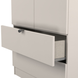 Crowndale Bora 2 Door 2 Drawer Kashmir Matt Tall Double Wardrobe - Size: 2 Door, 2 Drawer - Cream - Wilko - thumbnail 7