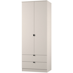 Crowndale Bora 2 Door 2 Drawer Kashmir Matt Tall Double Wardrobe - Size: 2 Door, 2 Drawer - Cream - Wilko - thumbnail 5