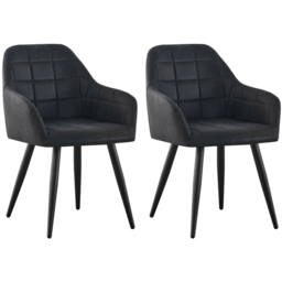 Adrian Set of 2 Black Suede Faux Leather Dining Chairs - MCC - Wilko - thumbnail 5
