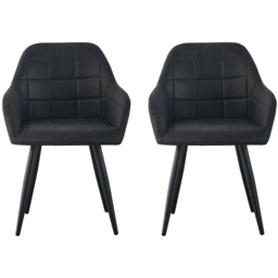 Adrian Set of 2 Black Suede Faux Leather Dining Chairs - MCC - Wilko - thumbnail 4