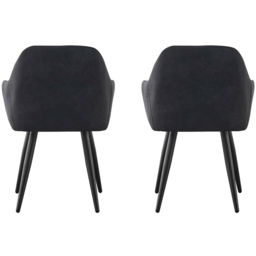Adrian Set of 2 Black Suede Faux Leather Dining Chairs - MCC - Wilko - thumbnail 6