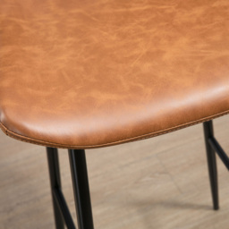 HOMCOM PU Leather Bar Chair with Steel Legs Set of 2 - Brown - Wilko - thumbnail 4