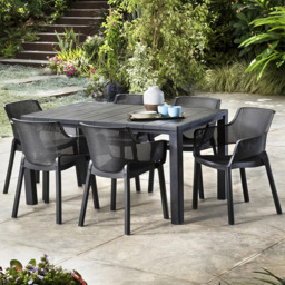 Keter Julie 6 Seater Dining Table Graphite - Wilko