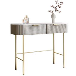 CARME Home Imogen 2 Drawer Mocha Marble Effect Dressing Table - Size: 34.5 x 51 x 119cm - Grey - Wilko - thumbnail 3