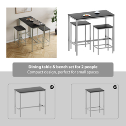 VIDA DESIGNS Roslyn 2 Seater Metal Frame Breakfast Table Set Black - Wilko - thumbnail 6