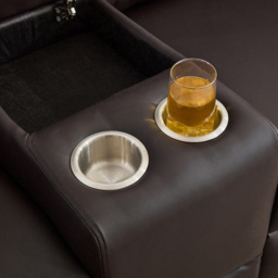 Artemis Home Hudson 2 Seater Brown Leather Rocker Manual Recliner Sofa with Centre Console - Wilko - thumbnail 4