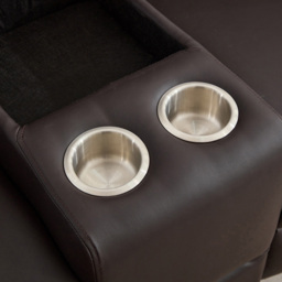 Artemis Home Hudson 2 Seater Brown Leather Rocker Manual Recliner Sofa with Centre Console - Wilko - thumbnail 5